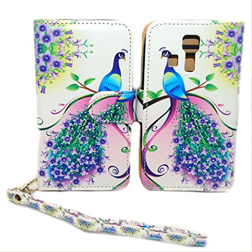 Pink & Purple Peacock Design Wallet Leather Case for Kyocera Hydro Icon C6730 Hydro Life C6530 with Kickstand