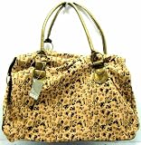 Nicole Sh23 Bronze Leopard Print Canvas Top Handle Bag