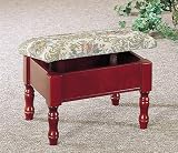 Kitchen: Medium picture for Cherry finish foot stool with hideaway storage and embroidered cushion