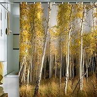 DENY Designs Bird Wanna Whistle Golden Aspen Shower Curtain, 69 by 72-Inch