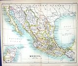 ANTIQUE MAP c1901 MEXICO YUCATAN CAMPEACHY CALIFORNIA DURANGO