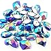 PEPPERLONELY 50PC Blue AB Color Sew On Mixed Shape & Size Flat Back Faceted Acrylic Crystals Rhinstones, 7~21mm