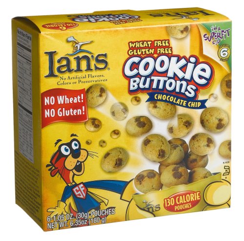 Ian's Natural Foods Wheat Free And Gluten Free Recipe Chocolate Chip Buttons, 6.35-Ounce Boxes (Pack of 6)