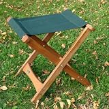 18" x 17" Folding Wooden Camping Stool with Forest Green Fabric Seat