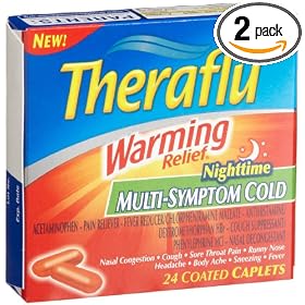 Theraflu Nighttime Multi-Symptom Cold, 24-Count Coated Caplets (Pack of 2)