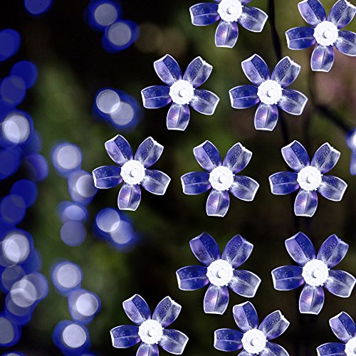 Solar LED String Lights, 100 Led Cold White Flower, 39.1ft, 9+ Hours Illumination, Waterproof, Outdoor Solar Fairy Lights, Christmas Lights, Ambiance Lights, Party Wedding Decorations - Cold White