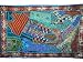 Turquoise Gold Beaded Vintage India Decor Sari Tapestry Wall Hanging Throw 70x44