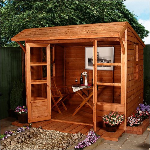 Tulip Wooden Summer House with Double Doors, Tongue and Groove Roof and Floor, Raised Platform and is Supplied Pre-treated