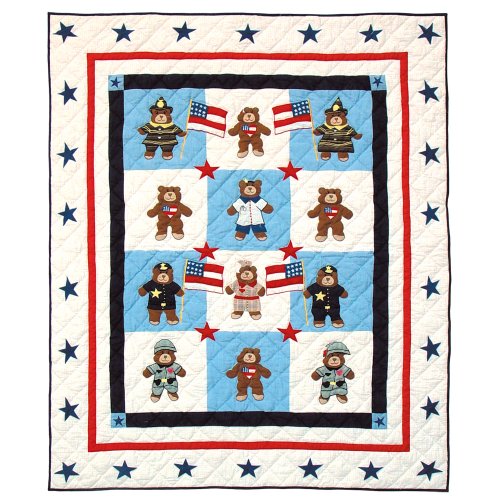 Patch Magic Teddy's Gallery Quilt, King, 105-Inch by 95-Inch