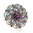 Large Purple Crystal Flower Brooch Pin