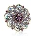Large Purple Crystal Flower Brooch Pin