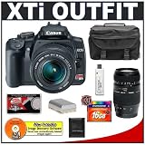Canon Digital Rebel XTi 10.1MP Digital SLR Camera (Black) + Canon EF-S 18-55mm Lens [Outfit] + Tamron 70-300mm Macro Lens + 16GB Card + NB-2LH Battery + Accessory Kit