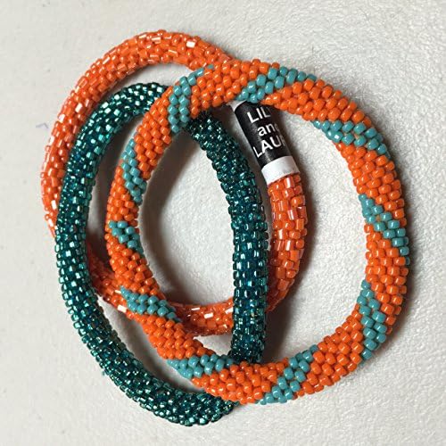 Lily and Laura Bracelets From Nepal - Orange and Teal