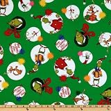 44\'\' Wide Kaufman How The Grinch Stole Christmas Allover Grinch and Max Dot Green Fabric By The Yard