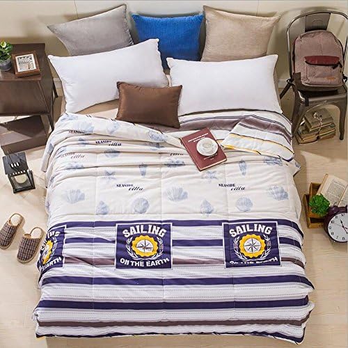 Home Comfortable 100% Cotton Comforter for Summer Air-Conditioning Quilt 1PC (70" x 86", Blue)
