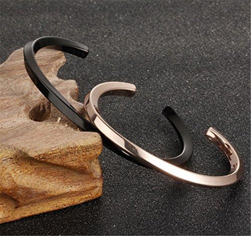 Ms Happiness His & Hers Matching Set Couple Titanium Bangle Bracelet Magnetic Simple Korean Style