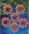 Beadery Holiday Beaded Ornament Kit, 2.25-Inch, Cranberry Wreath, Makes 8 Ornaments