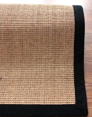 Natural Fiber Sisal Area Rug Beige 8x10 Black Solid