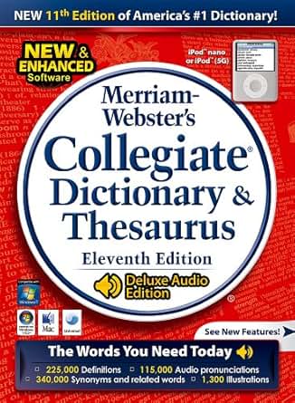 dictionary merriam collegiate thesaurus webster edition 11th software audio electronic amazon deluxe pc websters delivery order library journeyed students publishing