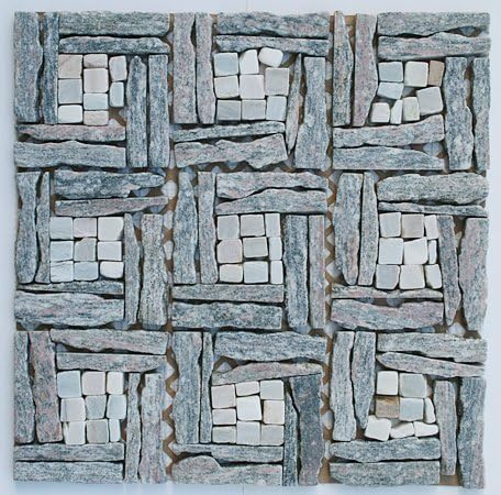 Intrend Tile LS012-C Landscape Wonder Natural Stone Basketweave Pattern Mosaic Tile Sheets, 12 x 12 x .37-Inches, Warmer Light/Dark Grey Mix