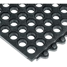 Wearwell Natural Rubber 572 24/Seven Anti-Fatigue Grease Resistant Mat, for Wet Areas, 3' Width x 3' Length x 5/8" Thickness, Black