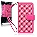 iPhone 6S Case, Terrapin [Pink] [Etched Floral Pattern] Textured PU Leather Wallet Case with Card Slots ID Window Cash Compartment and Detachable Wrist Strap Case for iPhone 6 / 6S - Pink
