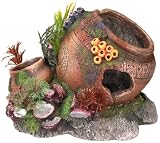 Nobby 28068 Aqua Ornaments ""KRUG MIT MUSCHEL"" mit Pflanzen 17.5 x 13.2 x 13 cm