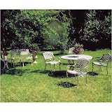 Windham Castings Meridian Cast Aluminum Round Dining Set For 4 With Settee And Side Table