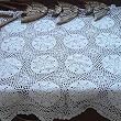 Vintage Hand Crochet Blooming Flower Table Cloth-33"