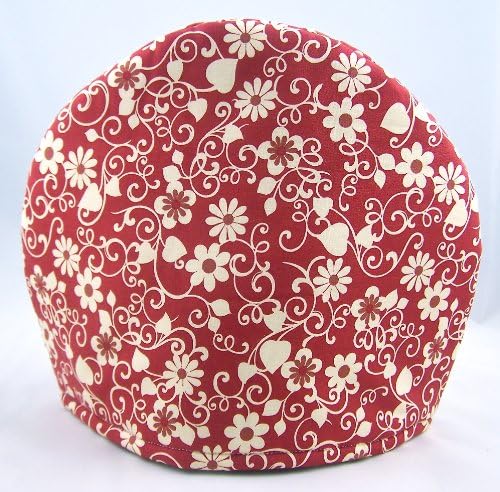 Handmade Red and White Fabric Tea Cozy Lined and Padded Cosy