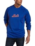 MLB Men's New York Mets Long Sleeve Crew Neck Thermabase Tech Fleece Pullover by Majestic (Pro Royal/Pro Orange, Large)