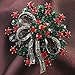 Soulbreezecollection Christmas Red and Green Wreath Flower Brooch Pin Pendant Necklace Compatible