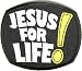 Jesus For Life Patch, 3x2.5 inch, small embroidered iron on Christian patch