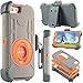 iPhone 6S Case, iPhone 6 Case (4.7 inch),ULAK Rugged Shockproof Hybrid Protective Case with Swivel Belt Clip Hard Holster Case Kickstand for iPhone 6/6S 4.7inch (Grey/Orange)