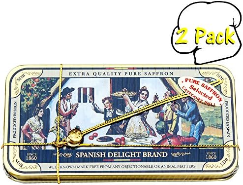 Pure Grade 1 Mancha Saffron Threads in an Attractive Tin Box-5gm-0.18oz., 2 Per Case