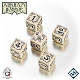 Q-Workshop: ARKHAM HORROR DICE SET (An Amazing Set of 5 d6 Die) Biege / Black