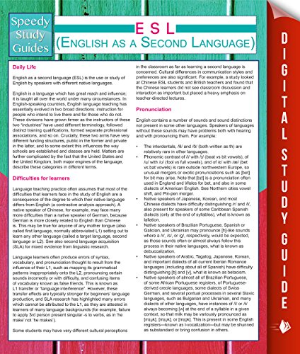 ESL (English as a Second Language): (Speedy Study Guides)