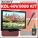 Sony Bravia KDL40V3000 40 Inch 1080P High Definition HDTV LCD TV with Deluxe Plasma/Lcd Screen Clean Kit (mini) and High Performance HDMI-HDMI Gold Tipped Black Cable (6 ft.)