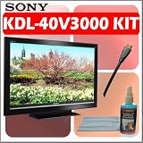 Sony Bravia KDL40V3000 40 Inch 1080P High Definition HDTV LCD TV with Deluxe Plasma/Lcd Screen Clean Kit (mini) and High Performance HDMI-HDMI Gold Tipped Black Cable (6 ft.)