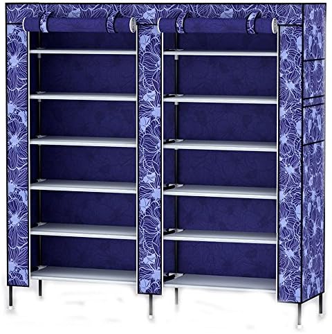 Falove 12 Tiers Shoes Rack with Dustproof Cover Closet Storage Cabinet Organizer (Purple)