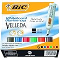 Bic - Velleda - Pochette de 6 marqueurs effa�ables � sec - Pointe biseau - Corps m�tal - Encre c�tone