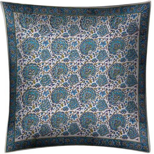 Throw Pillow Covers Asian Influence Indian Style Cotton Block Print Square 76 x 76 Cms (jcb001b)