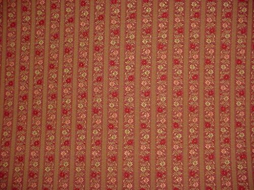 Wearbest SIL-Tex Mills 22153B5 - Contract Burgundy Embroidered Floral Stripe Designer Upholstery Drapery Fabric - by The Yard