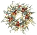 GKI Bethlehem Lighting Real Touch Cedar Cone Berry 24-Inch 35-Christmas Light Weatherproof Christmas Christmas Wreath
