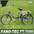 FANO-TEC Neu Dreirad F�r Erwachsene 24" 3-Gang-Schaltung Shimano FT-7008 Grau