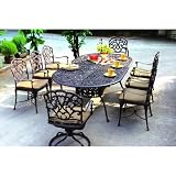 Darlee Catalina Cast Aluminum Outdoor Patio Dining Table Set With Cushions - 96 Inch Oval - Antique Bronze