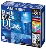 三菱科学メディア DVD-R(Video with CPRM) <片面2層> 1回録画用 8.5GB 215分 2-8倍速 1枚5mm厚ケース10P 5色カラーミックスの画像