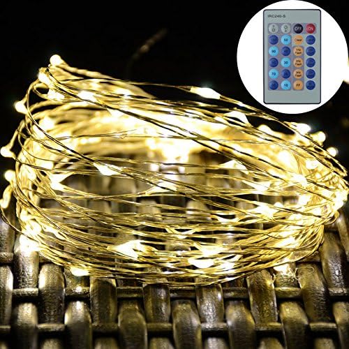 Luoful LED Copper Wire lamp Waterproof String Lights, Dimmable with Wireless Remote Control Room Deco,Indoor and Outdoor Xmas Decoration(33ft 100 LED)