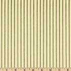 54'' Wide Ticking Stripe Green/Ivory Fabric By The Yard