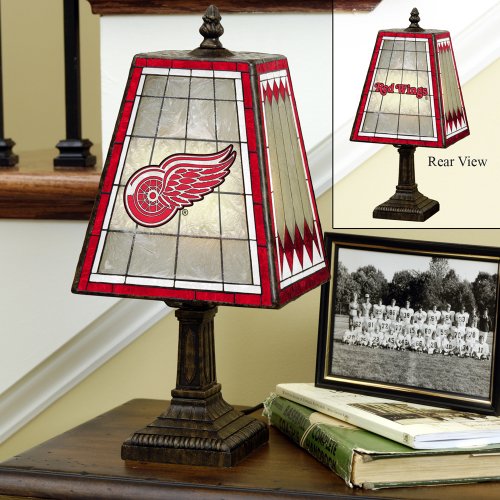 Memory Company Detroit Red Wings Art Glass Table Lamp